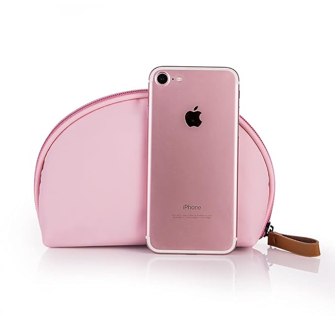 Hekyip Half Moon Cosmetic Beauty Bag for Purse Travel Handy Makeup Pouch for Women Ladies (PINK)