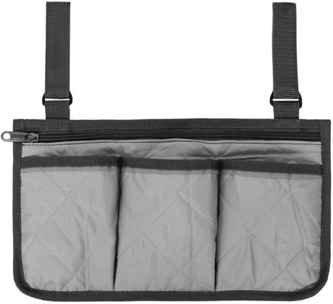 Xiaokeis Wheelchair Side Organizer Storage Bag Armrest Pouch with Cup Hold and Reflective Strip, Waterproof Storage Pouches for Most Wheelchairs Rollators, Walkers Wheelchairs Accessories(Purple)