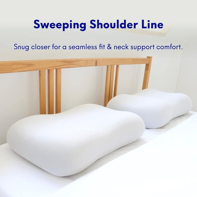 C CUSHION LAB Deep Sleep Pillow, Patented Ergonomic Contour Design for Side & Back Sleepers, Orthopedic Cervical Shape Gently Cradles Head & Provides Neck Support & Shoulder Pain Relief - Calm Grey