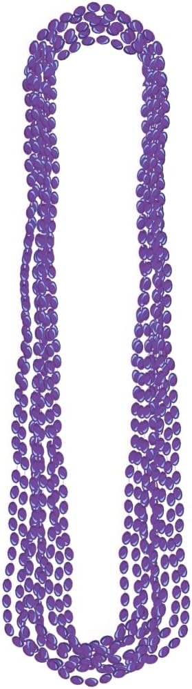 Festive Purple Metallic Bead Necklaces - 30" - Pack of 48 - Ideal for Costumes, Parties & Throws