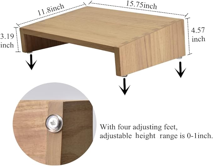 KIRIGEN Adjustable Under Desk Footrest - Natural Wood Ergonomic Foot Rest for Home and Office Desk Chair - Wooden Foot Nursing Stool for Posture Support,TT-NA
