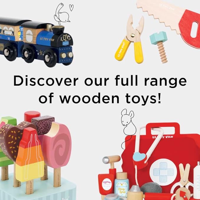 Le Toy Van - Educational Wooden Toy Honeybake Colourful Wooden Carlo's Gelato Pretend Ice Cream Toy | 12 Pieces - Great Role Play Gifts For A Boy Or Girl - 2+ Years