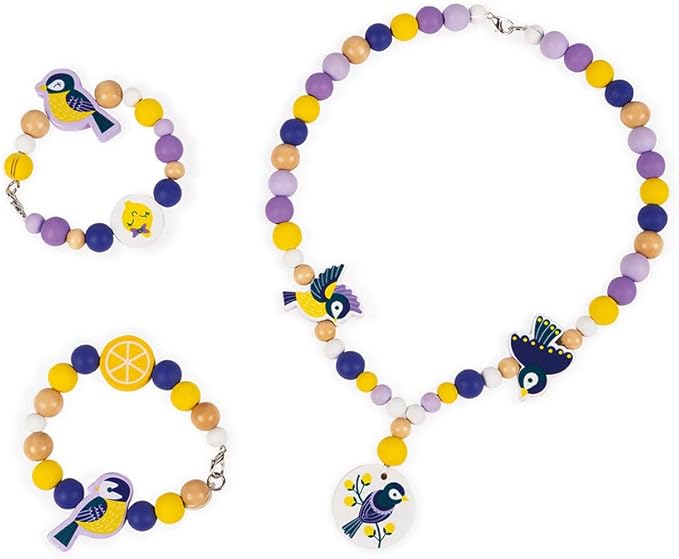 Janod Birdy Chickadees Wooden 220 Beads Craft Set - Ages 6+ - J06668