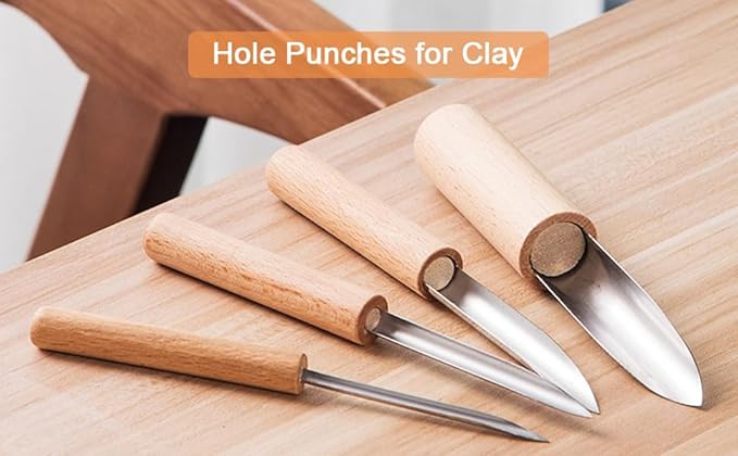 BQLZR Softer Pumpkins Skin Holes Tool Pumpkin Lantern Making Pumpkin Carving Kit Halloween Sculpting Tool for Fall Lanterns Pottery Clay Hole Ceramic Making Tool Pottery Hole Tool Pack of 4