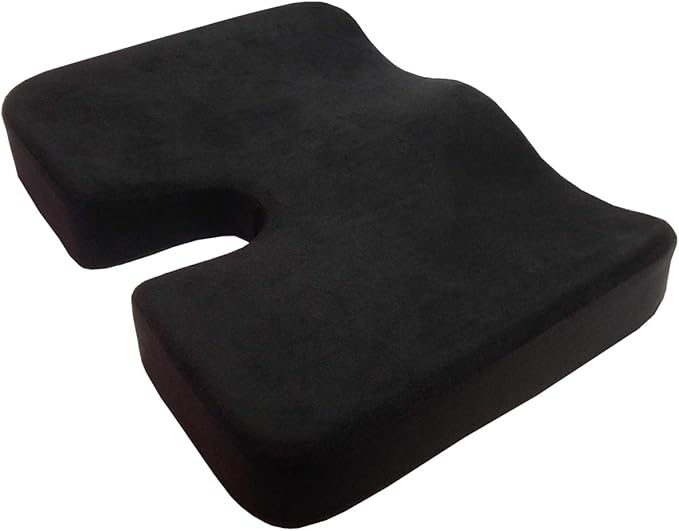 Kieba Coccyx Seat Cushion, Gel Memory Foam Large Orthopedic Tailbone Pillow for Sciatica, Back, and Tailbone Pain (Black)