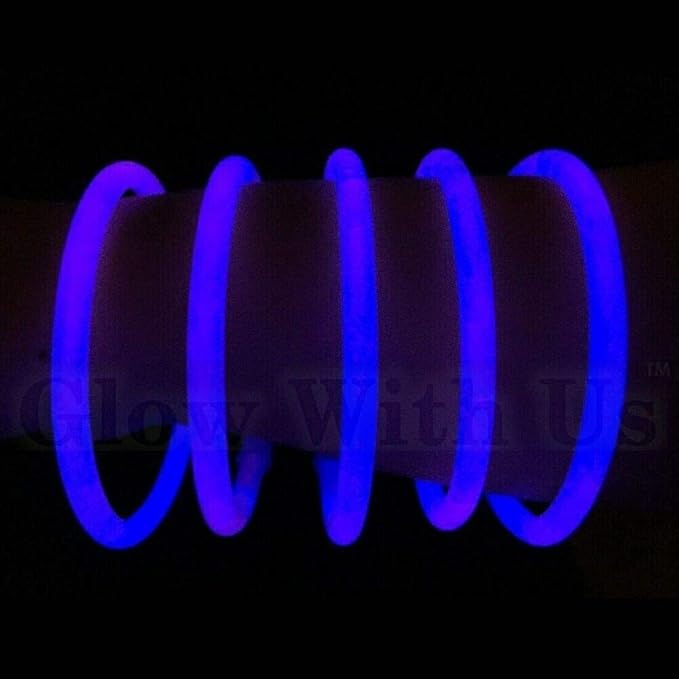 Glow Sticks Bulk Wholesale Bracelets, 1000 8” Blue Glow Stick Glow Bracelets, Bright Color, Glow 8-12 Hrs, Glow Party Favors Supplies, Sturdy Packaging, GlowWithUs Brand