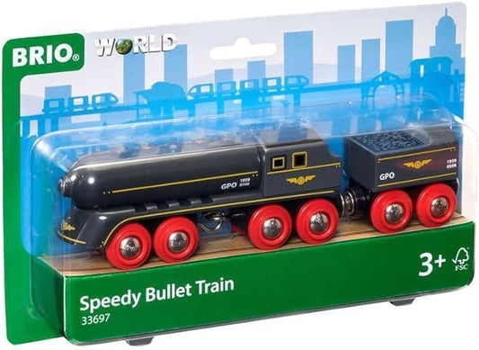 BRIO World - 33697 Speedy Bullet Train - Engaging 2-Piece Wooden Toy Train Set | Ideal for Kids Age 3+ | Enhances Motor Skills | Compatible Railway Toys | FSC Certified Materials