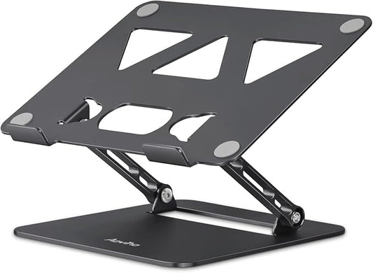 Adjustable Laptop Stand for Desk, Portable Laptop Stand Holder and Riser, Foldable Aluminum Notebook Computer Stand for MacBook Air Pro HP Lenovo Dell Samsung Chromebook, 10-15.6 inch, Black