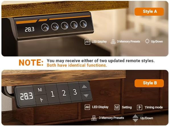 YDN Electric Standing Desk Adjustable Height, 48 x 24 Inches Stand up Desk with Cable Management, Home Office Desks with Splice Board & Black Frame, Rustic Brown Top