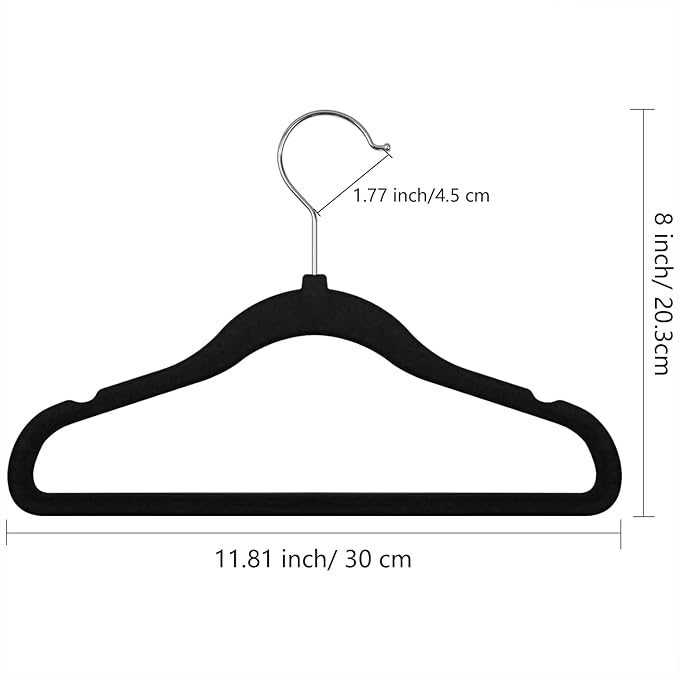 Kids Velvet Hangers, Velvet Baby Hangers Kids Felt Hangers Toddler Velvet Hangers (Black 30Pack)