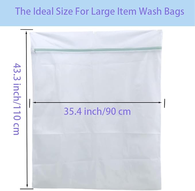 GUOZCARAY 2 Pack 43 x 35 inch Oversize Laundry Bags Mesh Wash Bags, Large Delicates Bag for Washing Machine, Jumbo Laundry Sack for Washing Delicates, Big Clothes, Bed Sheet, Bedcover, Blanket (2)