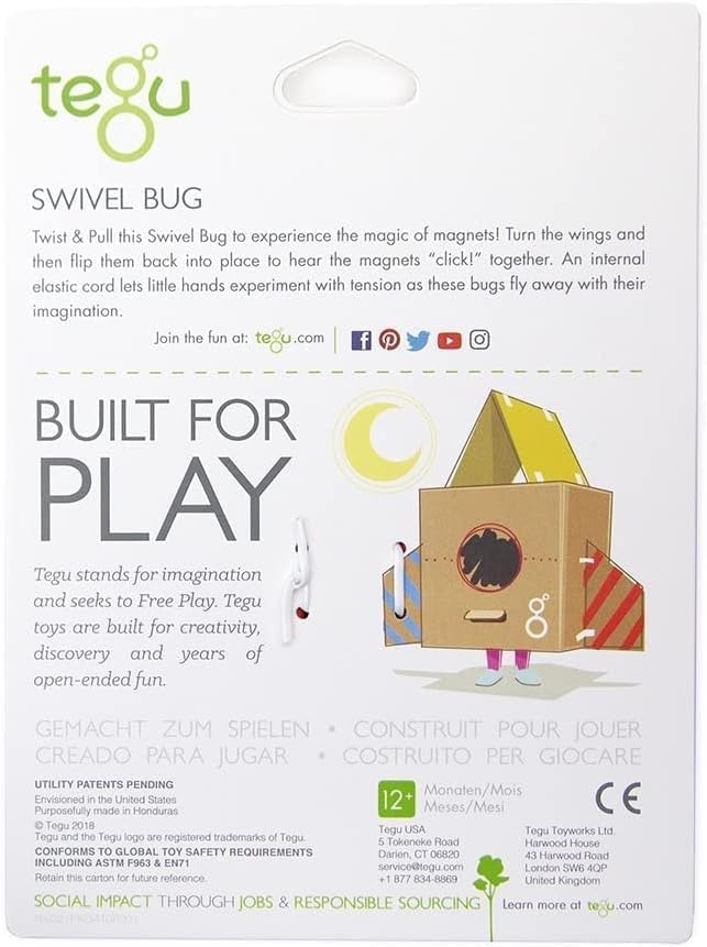 Tegu Swivel Bug Magnetic Building Block Set, Teal & Blue