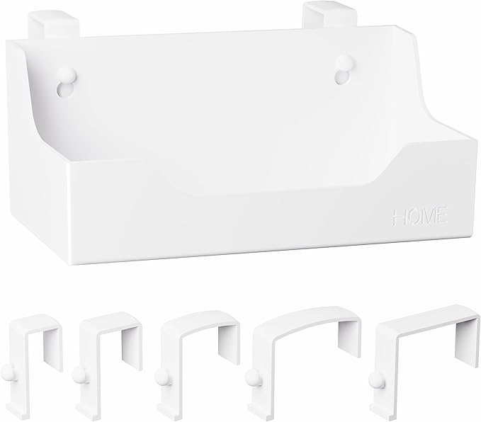 Bedside Caddy Hanging Storage Basket Little Size Plastic Beside Shelf Hang-on Storage Organizer for Collage Dorm Bunk Bed,Changing Table - Bedroom Essentials for Phone,Mini Speaker,Tissues (White)