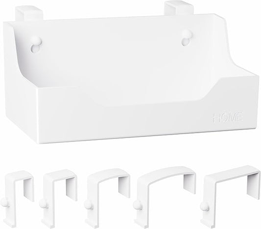 Bedside Caddy Hanging Storage Basket Little Size Plastic Beside Shelf Hang-on Storage Organizer for Collage Dorm Bunk Bed,Changing Table - Bedroom Essentials for Phone,Mini Speaker,Tissues (White)