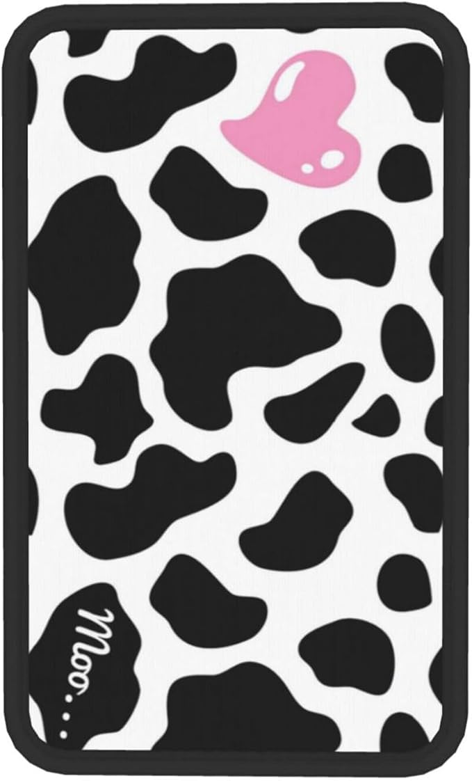 DORKEIXIA Black and White Cow Print Love Heart Cute Pink Auto Center Console Armrest Pad Universal Car Center Console Cover Seat Box Cover for Sedan, Van, SUV, Truck Car Accessorie