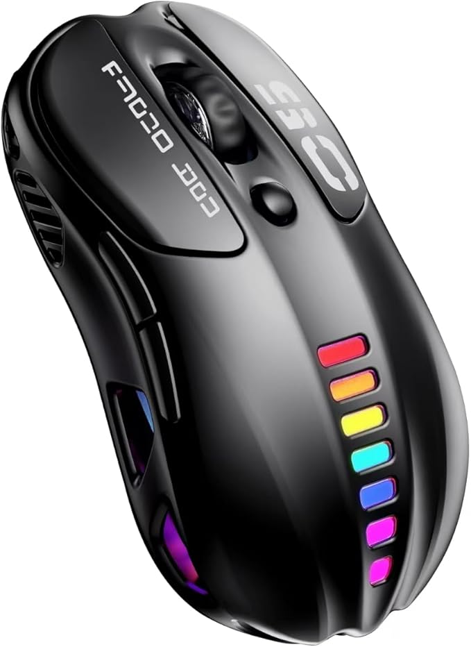 Uciefy Wireless Bluetooth Mouse, Dual Mode (BT5.1&2.4GHz) Rechargeable LED Wireless Mouse, Ergonomic Computer Mice for Laptop/PC/Mac -Black