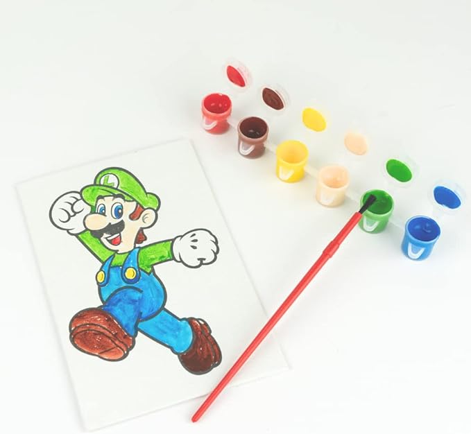 Innovative Designs Super Mario Canvas Paint Set for Kids with 3 Canvases, Acrylic Paint