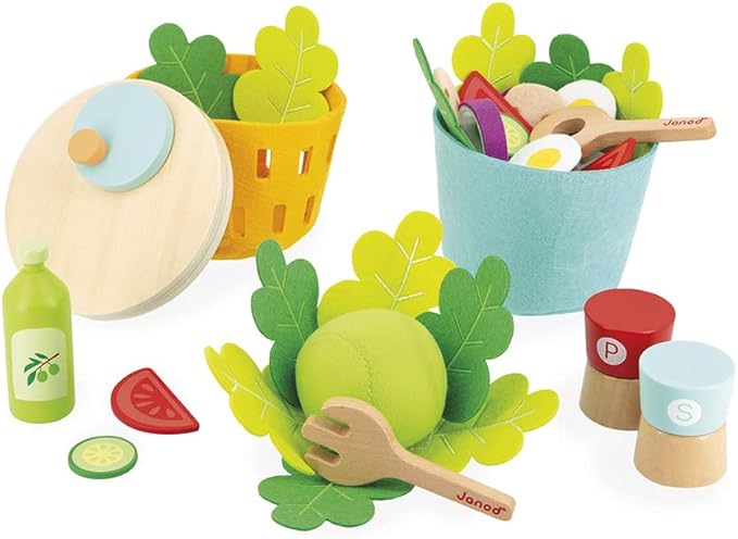 Janod - My Mixed Salad - 33 Piece Pretend Play Kitchen Set - 3 Years + J06595