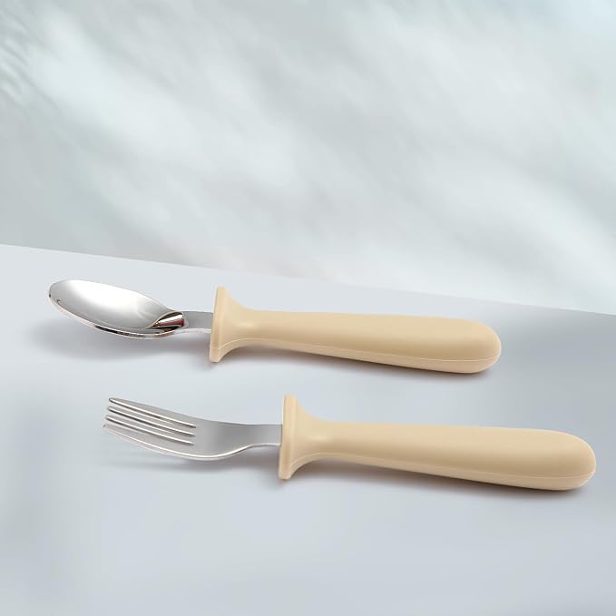 Silicone Baby Feeding Set, 2 Pack Divided Suction Plates for Baby, 2 Pack Spoons and Forks Set Baby Eating Essentials, Feeding Supplies for Toddler Utensils, BPA Free