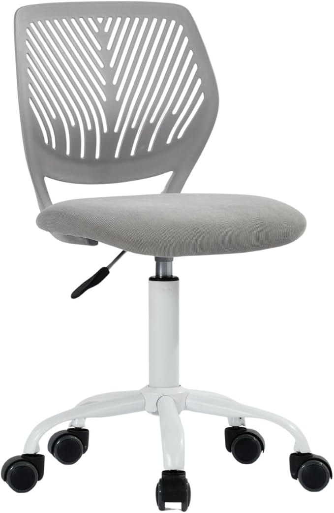 Homy Casa Armless Home Office Desk Chair, Colorful Task Chair with Soft Mesh Padded Cushion, Height Adjustable Swivel Study Computer Chair for for Girls Boys Teens (CO-Grey, 1PC)