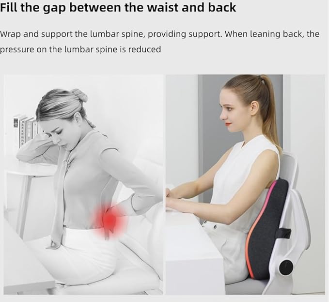 Seat Cushion and Lumbar Support Pillow Set, Sciatica Relieving Coccyx Cushion,hemorrhoid Cushion,Chair Back Support,Ergonomic Cushion&Pillow,Office Chair Cushions for Back and Butt(Dark Grey)