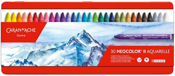 Caran d'Ache Classic Neocolor II Water-Soluble Pastels, 30 Colors