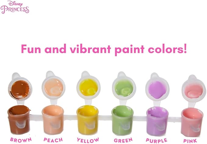 Innovative Designs Disney Princess Canvas Paint Set for Kids with 3 Canvases, Acrylic Paint, Paintbrush, & Easel