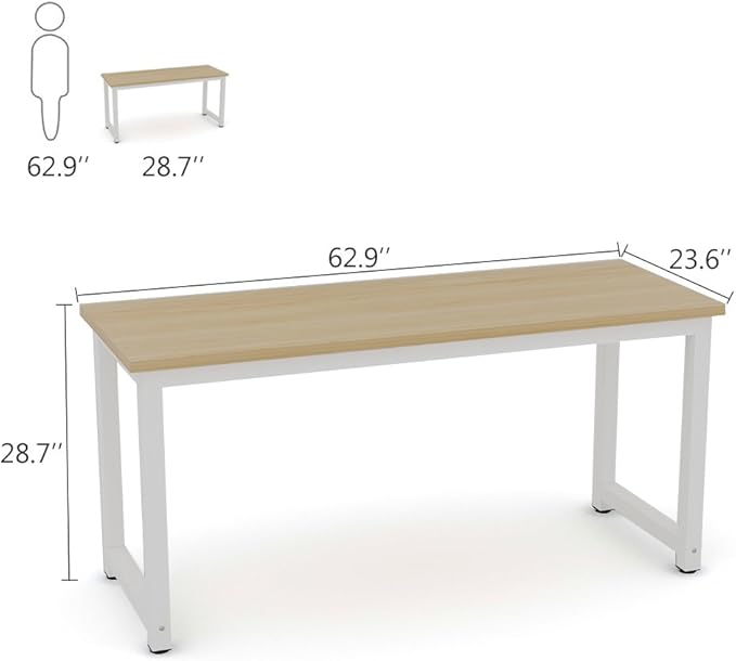 Tribesigns Computer Desk, 63 inch Large Office Desk Computer Table Study Writing Desk Workstation for Home Office, Walnut