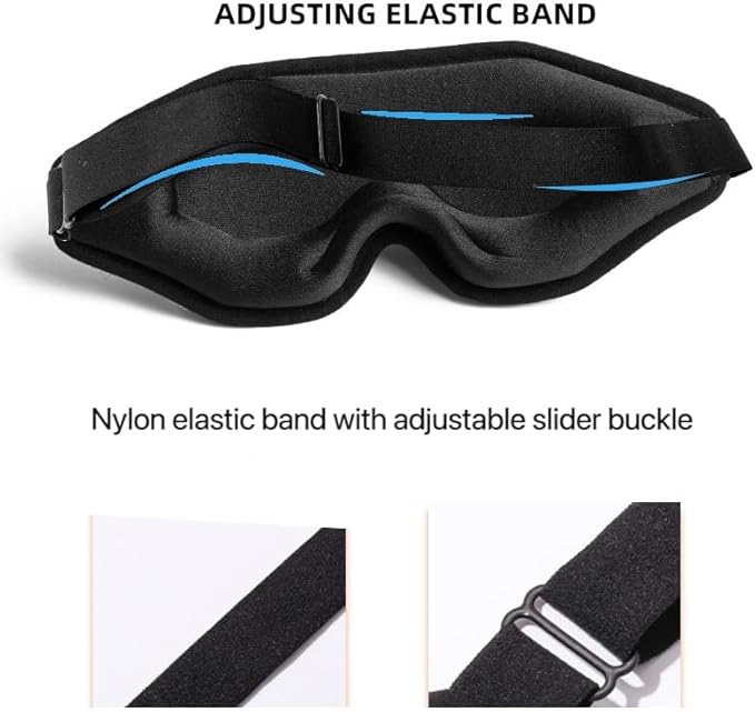 Fan Wu 3D Contoured Sleep Mask for Side Sleepers – Ultra Soft Blackout Eye Mask with Adjustable Strap, Zero Pressure on Eyes, Breathable & Lightweight Memory Foam for Travel, Nap, Shift Work