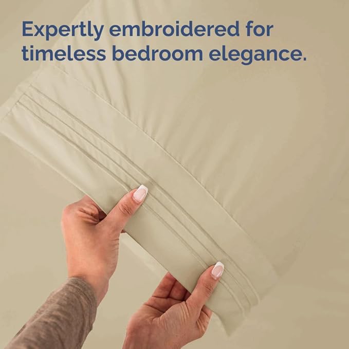 Queen Pillow Cases Set of 8 - Ultra Soft Hotel Quality Pillowcase Covers - Comfy & Wrinkle Free - Shrink, Stain and Fade Resistant - Easy-Care, Machine Washable Pillow Protectors - 8 Pcs Set - Cream