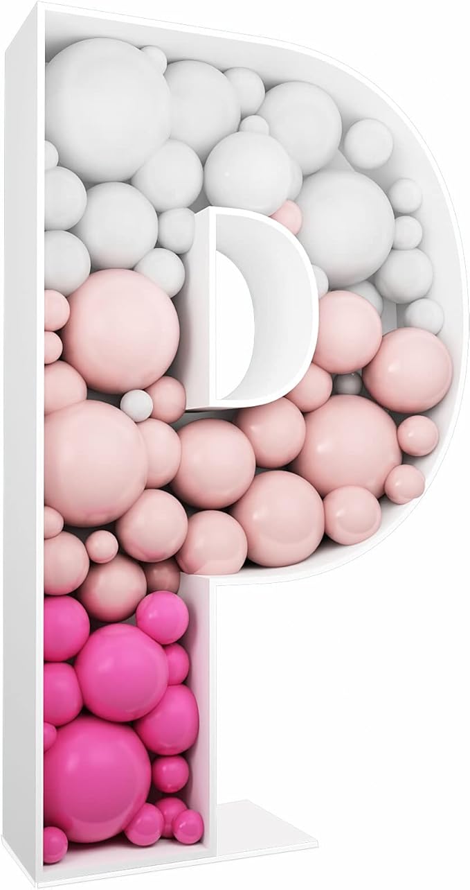 3FT Tall Mosaic Balloon Frame Letters Big Marquee Light Up Letters DIY Kit for Birthday Party Wedding Backdrop Decor Letter P Pre-Cut Foam Board