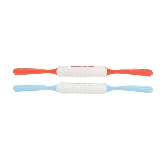 Nuby Dip & Scoop Spoons - (2-Pack) Baby Led Weaning Spoons for Babies - 6+ Months - Red and Blue