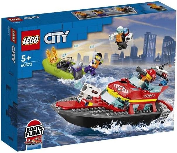 LEGO City Fire Rescue Boat 60373, Toy Floats on Water, with Jetpack, Dinghy and 3 Minifigures, Everyday Hero Toys for Kids, Boys and Girls Ages 5+