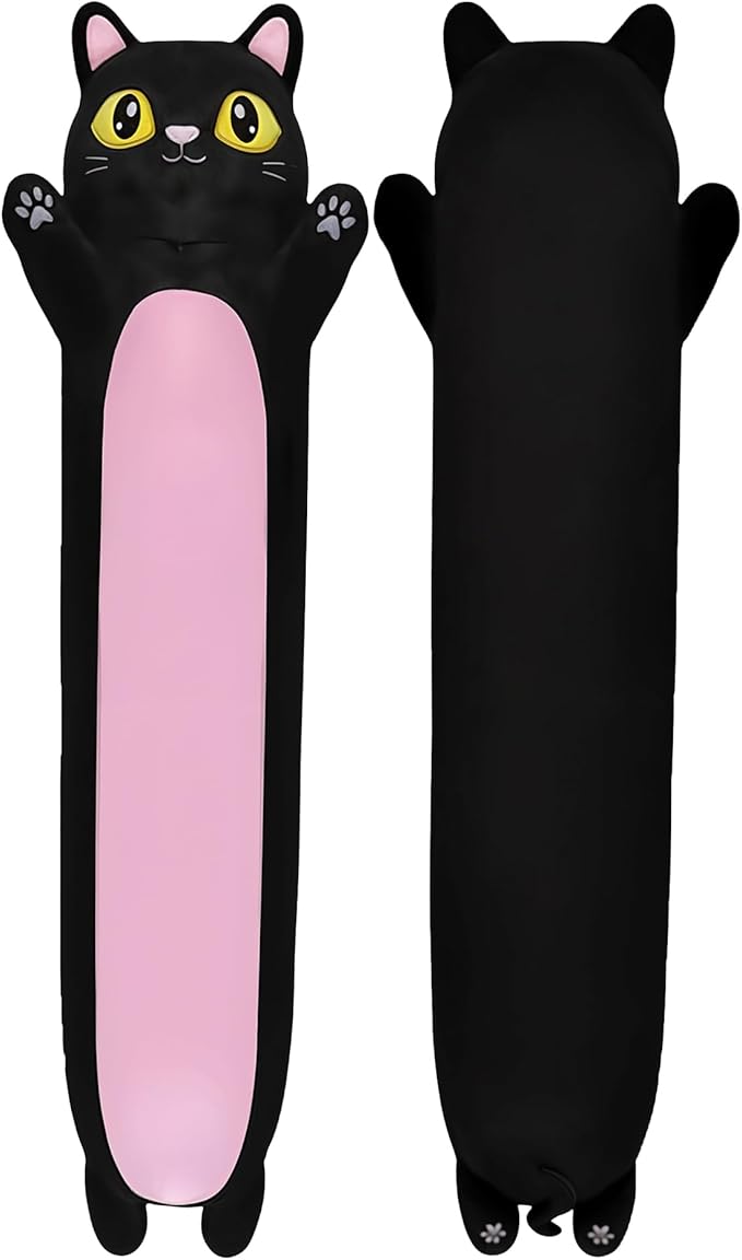 Black Cat Plush Body Pillow for Kids | Long Stuffed Animal Cuddle Pillow | Soft Hugging Toy | Plushie Gift for Girls & Boys | Long Plush Body Pillow for Sleep & Comfort | Small, 23 Inches