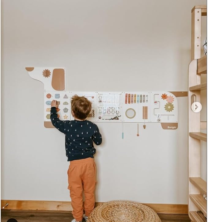 Beright Dog Activity Wall Busy Board Panels, Montessori Sensory Toys, Toddler Learning Activity Center, Perfect for Toddler Playroom & Children's Daycare, White