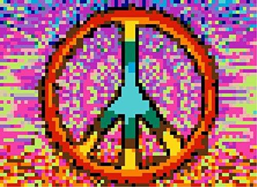 Huge Mosaic Puzzle Poster Kits | Group Project | No Mess Paint by Sticker | Stay at Home Activity | Classroom | One Sticker at a Time! | Large Peace Sign | Learning Fun | 40” X 36” Giant Poster