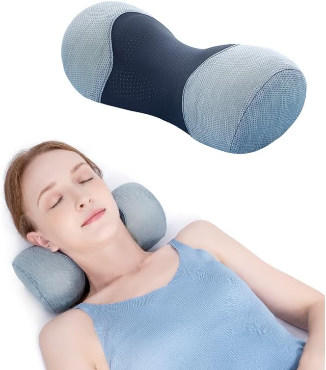 Bespilow Small Neck Roll Pillow,Say Goodbye to Neck Pain, Cervical Memory Foam Pillows for Tension Muscle Relief, Contour Support, Shoulder Pain Relaxer (1 Pillow & 1 More Pillowcase)