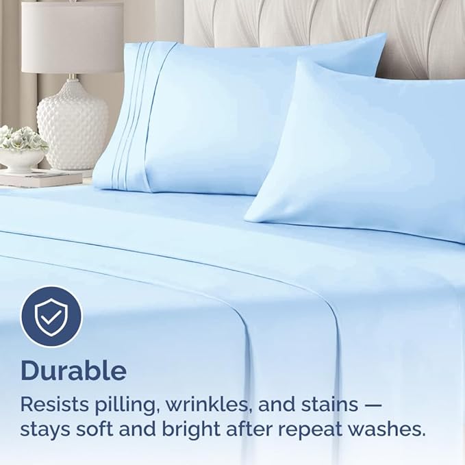 King Pillow Cases Set of 2 - Ultra Soft Hotel Quality Pillowcase Covers - Comfy, Cozy & Wrinkle Free - Shrinkage, Stain & Fade Resistant - Machine Washable Pillow Protectors - 2 Piece Set - Light Blue