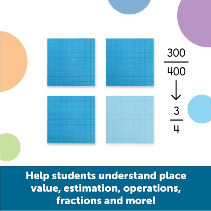 Learning Resources Plastic Base Ten Flats, 10 Piece (LER0926)