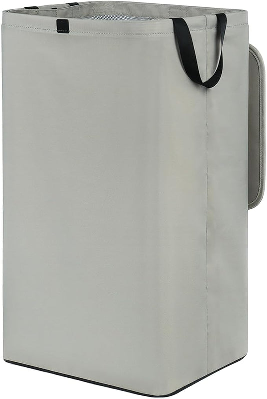 80L Large Laundry Hamper with Lid, Foldable Laundry Bag for Washing Machine with Removable Inner Bag, Dirty Hampers for Bedroom, Bathroom,Laundry Room, College (Grey)