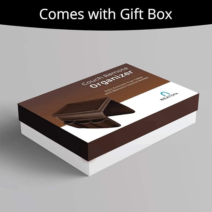 Couch Remote Caddy Control Holder Sofa Organizer with Detachable Wooden Snack Tray for Recliner Mattresses Chair Armrests with 4 Slots - 1 Large Pockets and 3 Small Pockets (Brown)