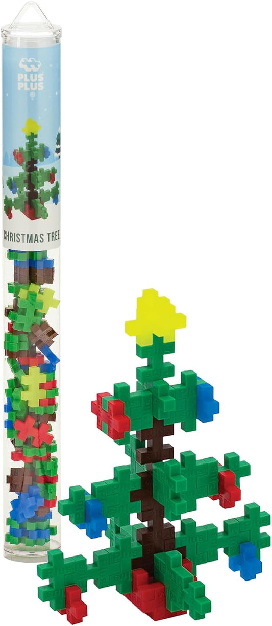 Plus Plus 3D Puzzle Building Block Set, 70 Mini Interlocking Pieces, Fun Holiday Activities for Kids - Christmas Tree Mini Maker Tube
