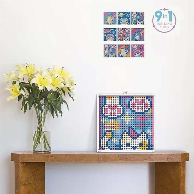 BDYDT Animal Cat Art Building Blocks Set; Wall Art Decor DIY Set(900 Pieces) Toys Gifts for Kids and Adults