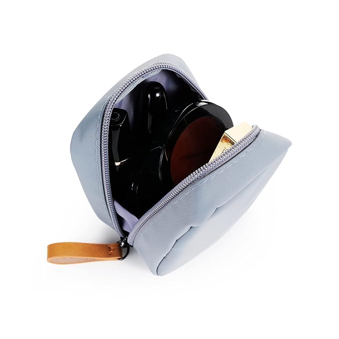 Hekyip Mini Cosmetic Bag, Travel Makeup Pouch, Portable Waterproof Cosmetic Pouch for Ladies Women, Mini (Mini Grayish)