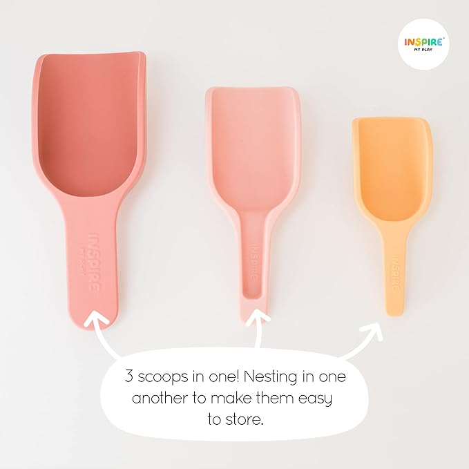 Inspire My Play - 3 x Silicone Nesting Scoops - Perfect for Sensory PlayTray - Sensory Bin Accessories - Special Education Classroom Supplies - Montessori Education Toys - Multi-Purpose Shovel