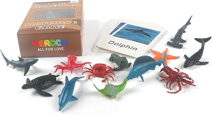 MEROCO Montessori Animal Match Game Cards Marine Animal Matching Montessori Language Materials Toddlers Preschool Educational Learning Toys NEWT011