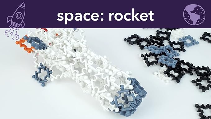 Space (90 pcs) Eco-Friendly 4D STEM Building Toy for Creative Kids | Space Shuttle Toy, Rocket, Satellite, Fighter Jet | Durable | Hours of Fun | Party Activity | Birthday Gift Idea