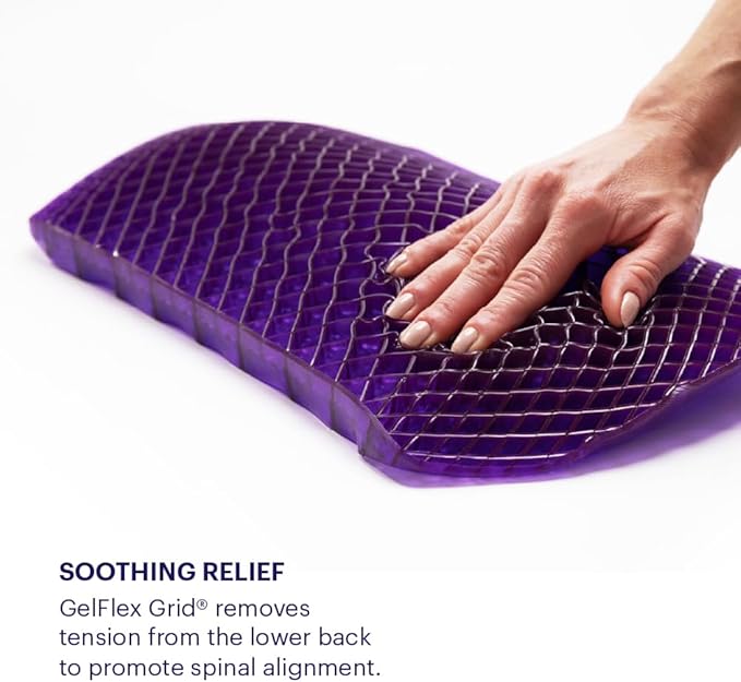 Purple Back Cushion | Pressure Reducing Grid Designed for Ultimate Comfort | Designed for Chairs, Gaming, and Travel | Made in The USA