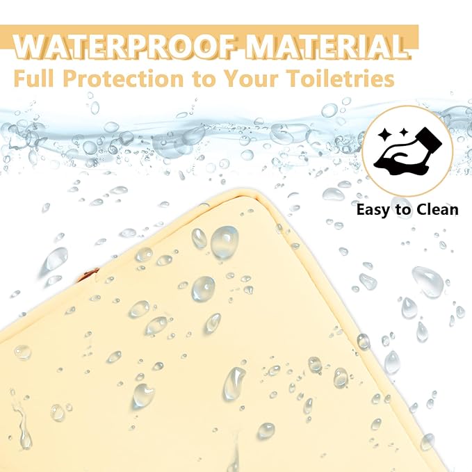 UIXIZQ Large Makeup Bag Pouch,Nylon Women Travel Toiletry Storage Bag Preppy Cosmetic Bag for Girls,Big Makeup Organizer Bag Cute Zipper Pouch Skincare Bag for Sport Work Gift(Large-Sand)