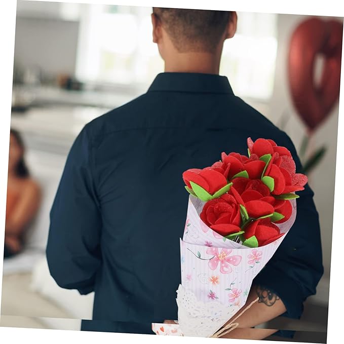 Beavorty 2 Sets Bouquet Material Package Flower Crafts for Kids DIY Felt Flower Kit Valentines Day DIY Kid Toys Unique DIY Bouquet Supply Child Rose Craft Pack Non-Woven